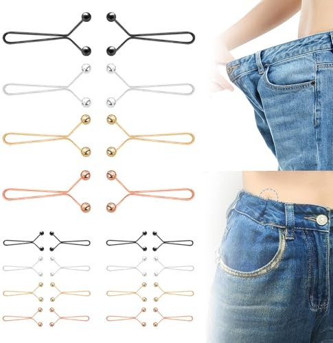 24 Pièces Pince pour Pantalon Trop Large, Serre Taille Réglable, Bouton Jean Ajustable Sans Couture, Attache de Réduction de Taille