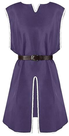 Generisch Laine pour homme - Tunique d'Halloween - Chemises - Chemise médiévale à lacets - Chemisier - Tops - Cosplay - Tunique médiévale - Costume - Gilet - Débardeurs S - Bleu, Violet foncé., XL