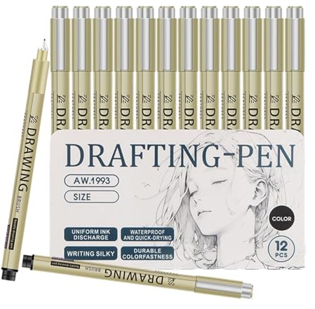 Stylos À Dessin – 12 Pièces De Stylos Microns Pour Dessina Artistique, Fournitures De Dessin, Crayon Étanche Pour Planificateur, Journal, Agenda, Prise De Notes, Croquis Scolaire, Manga, Calendrier,