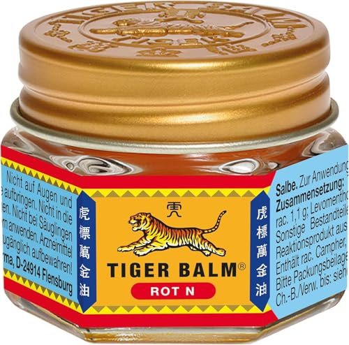 Balsamo di tigre rosso 21 g Unguento - Balsamo ayurvedico per dolori muscolari | Per il sollievo da dolori articolari, alla schiena con adesivo Kajal (Rosso)