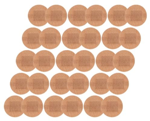 HOMSFOU Vendajes Adhesivos Transpirables de Tela Elástica, Redondos 30 Mm, Tamaño Grande para Dedos y Articulaciones, 50 Unidades para Cuidado de Heridas y Piel Sensible