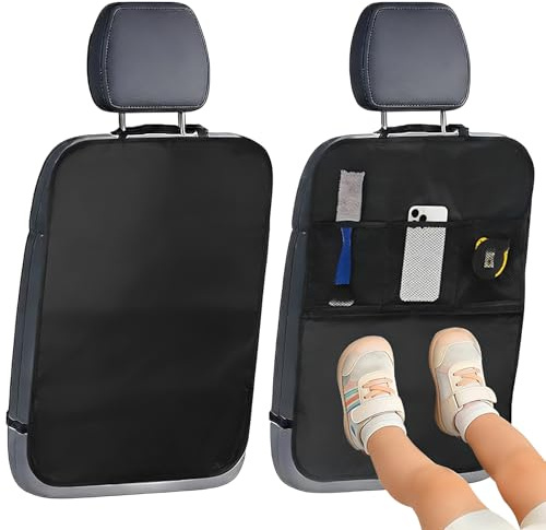 GWEOR 2 Pieza Protector para Respaldos para Niños, Protector Asiento Coche Respaldo, Impermeable Trasero Coche Oxford Kick Mats Protección Fundas, Alfombrilla Antipatadas para Niños Viajan y Juegan