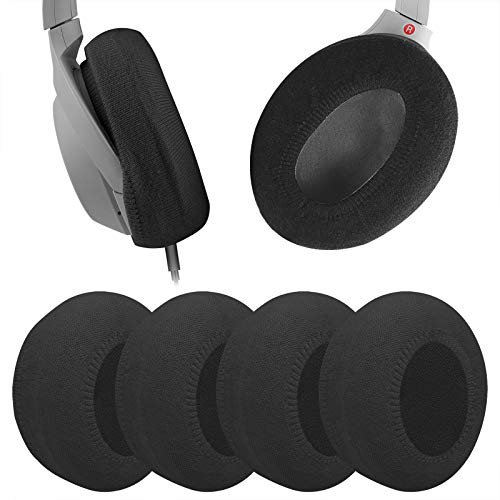 GEEKRIA - 2 Pares de Fundas Tejidas para Auriculares, Protectores Sanitarios Lavables y elásticos para Auriculares supraurales, Funda para el Sudor para Mayor Calidez y Comodidad (Talla M/Negro)