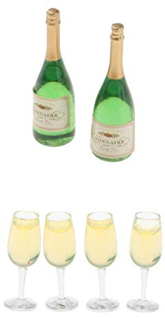 MagiDeal 6 Pezzi Calici in Miniatura E Bottiglie di Vino Negozio di Alimentari per Bambole Decorazione 'orto