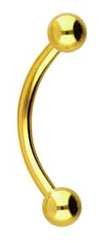 PIERCINGLINE Piercing de acero quirúrgico con forma de plátano | 2 bolas | barra curvada para cejas, pecho íntimo, oreja, etc. | tamaños y colores a elegir, Länge: 7mm + Stärke: 1,2mm + Kugel: 3mm
