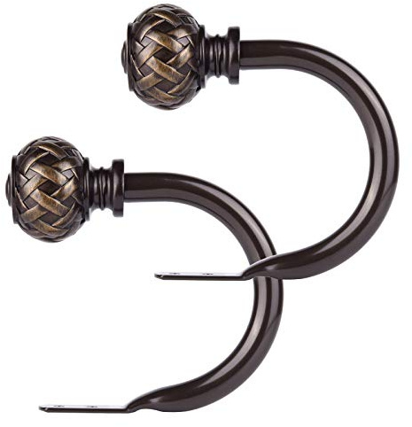 SZXIMU Curtain Holdbacks Set of 2, Window Treatment Holdbacks Wall Mounted Drapery Hooks with Netted Texture Finials, Bronze