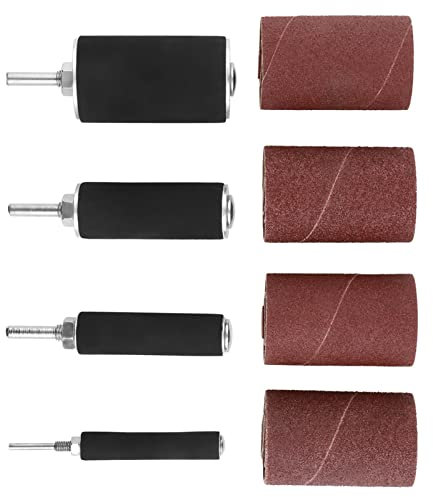 Set di Levigatrici a Tamburo da 20 Pezzi con Custodia, Inclusi 4 Rulli di Gomma e 16 Manicotti per Nastri Abrasivi per Trapano a Colonna