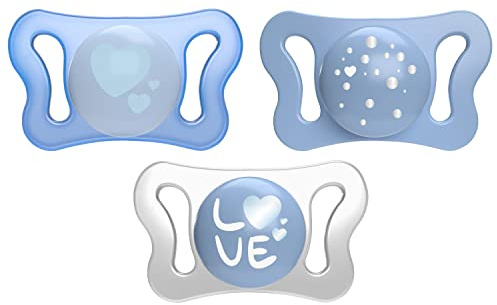 Chicco PhysioForma Micrò, Succhietto per Neonato, Leggero con Tettina Mini, Forma Ergonomica, Supporta il Corretto Sviluppo della Bocca, 0-2 Mesi, 2 Pezzi, Azzurro