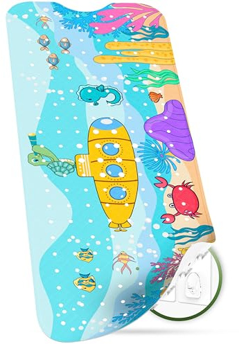 SilverRack - Alfombrilla de bañera de 100 x 40 cm (diseño de submarino), alfombrilla antideslizante, sin BPA, para niños y bebés, alfombrilla de ducha resistente al moho y lavable a máquina