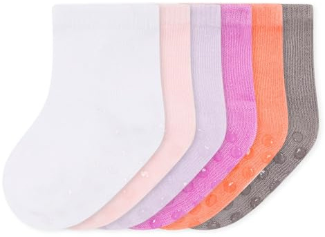 Bramble & Bear pack de 6/12 Calcetines de agarre unisex para bebés, Calcetines antideslizantes de algodón suave, Surtido de azules y rosas en tallas de 0 a 5 años, Surtido Rosa (Pack de 6), 1-3 años