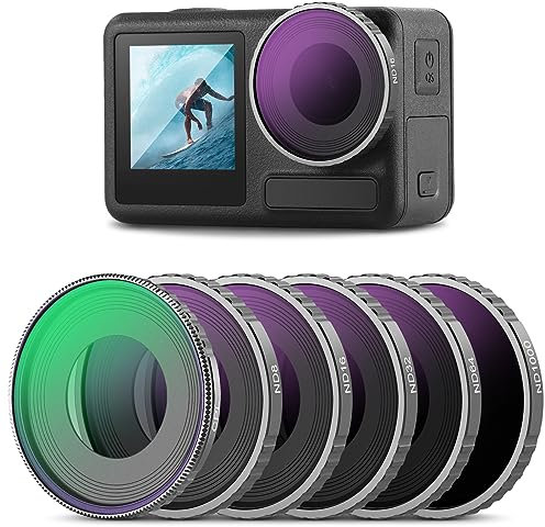 NEEWER ND Filter Set kompatibel mit DJI Osmo Action 5 PRO/Action 4, 6er Pack ND8 ND16 ND32 ND64 ND1000 CPL + Neutraldichtefilterset Action Kamera Zubehör, mehrfach beschichtetes HD optisches Glas
