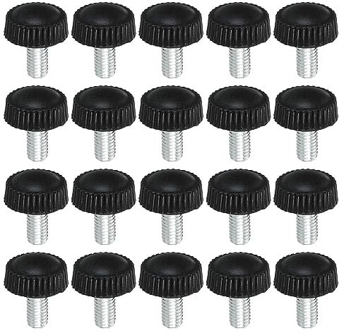 PATIKIL M5x10mm Vite a Testa Zigrinata, 20pz Manopola di Bloccaggio Tondo Serraggio Viti Manopole Bulloni Montaggio Elementi Fissaggio per Illuminazione Mobili Ferramenta Nero