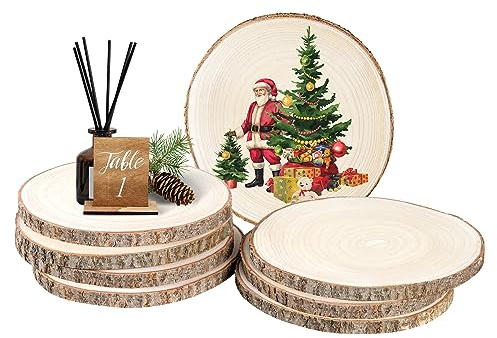 8 Pcs Wood Slices 11-12 Inch Large Wood Rounds Unfinished Wood for Centerpieces, Natural Wood Slices for Crafts,Decor, Sign...