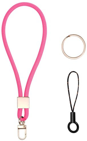 Vicloon Cordón de Muñeca,Rosa Correa De MuñEca De Poliéster Llavero con Clip de Metal Giratorio y Teléfono Móvil Lanyard para Tarjeta de Estudiante, Tarjeta de Autobús y Badge Id Tarjeta