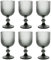 GMMH Juego de 6 copas de vino de colores vintage con relieve (línea/negro/350 ml), copas de boda, copas de champán, jarra, cuenco de postre, copas de cristal, copas de vino, copas de agua, copas de