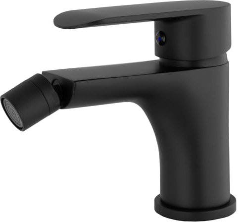 VALAZ Rubinetto Bidet Nero Opaco | Miscelatore Lavabo Bagno Acqua Fredda e Calda, Risparmio Acqua | Installazione Facile e Veloce | Ottone, Inossidabile, Elegante, Rotondo, Serie Turia