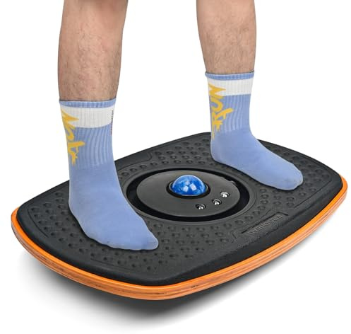 Ergohead Standing Desk Anti Fatigue Mat Balance Board with Marble, 360° Rotation Exercise Wooden Wobble Board Stability Rocker Perfect for Office, Workstation, Home, Gym, Kitchen