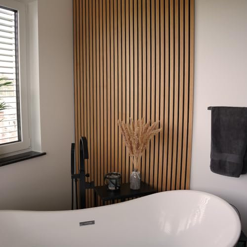 Home Deluxe Wandpaneel Akustikpaneel SONIC Oiled Oak - 240 x 40 cm, 0,96m²- | Akustik Wand Paneele, Lamellenwand, Akustik Paneele