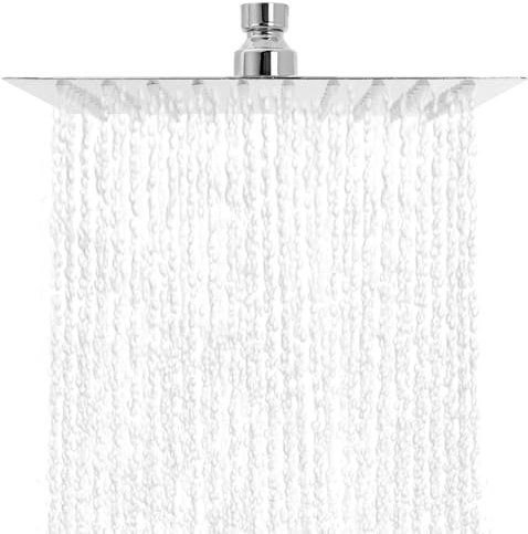 QWORK® 20 CM Soffione Doccia a Pioggia Quadrato in Acciaio Cromato - Angolo regolabile, montaggio standard, facile sostituzione
