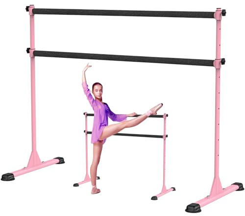 Lifeswell Barre de Ballet réglable en Hauteur, 1,5 m, Barre de Danse autoportante Robuste avec Barre transversale recouverte de Tissu, antidérapante et Robuste pour Enfants et Adultes, idéale pour la