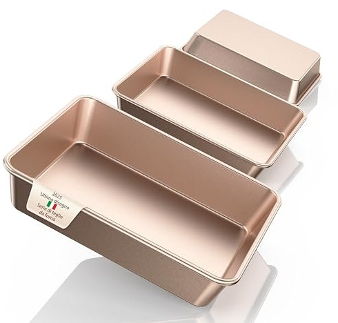 Set di 3 teglie da forno, teglie per lasagne antiaderenti, teglie da forno rettangolari profonde in metallo pesante da 25+30+35 cm, teglie da forno profonde per arrostire per cuocere torte (RD1)
