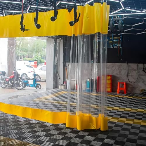 Rideaux de séparation industriels, bâche Transparente en PVC, Rideau de séparation Coupe-Vent, Rideau de Porte imperméable pour Lave-Auto, pour pergola de Garage extérieur (Vert)