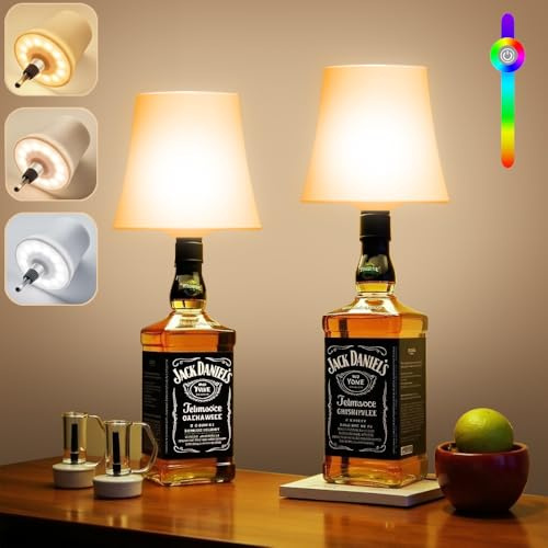 Ainostone Lampe de Bouteille LED Sans Fil Lot de 2 Lampe de Table Tactile avec Réglable 3 Température de Couleur + RGB USB-C Rechargeable IP54 Etanche pour Chambre Terrasse Bar Dîner Salon Restaurant