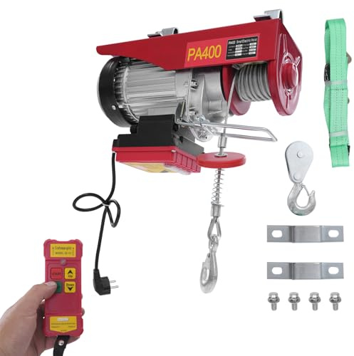 DHQCQL Kabelvinsch Elektrisk 220V, Elektrisk Kabelvinsch Bärighet 250kg/400kg/600kg/1000kg, Lyfthöjd 6/12m, Lyfthastighet 10m/min, IP40 Elektriskt Lyftutrustning för Garage Lagerhus (850W-400kg)