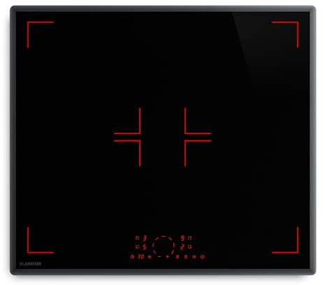 Klarstein RedFlame Induktionshäll - 4-zons elektrisk spishäll, 7000W Boost, Touch Slider, ThermoRecall, Timer, Barnlås, Överhettningsskydd, Keramiskt glas, 60cm