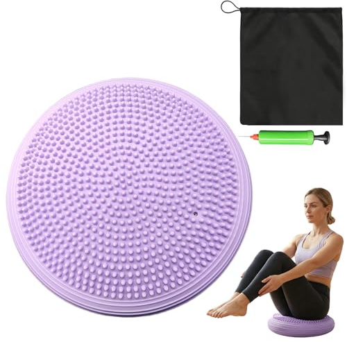 Coussin d'Équilibre Gonflable 34cm avec Pompe - Galette Assise Dynamique pour Enfant & Bureau Adulte - Disque Proprioception avec Picots Massage pour Fitness, Yoga, Rééducation & Posture