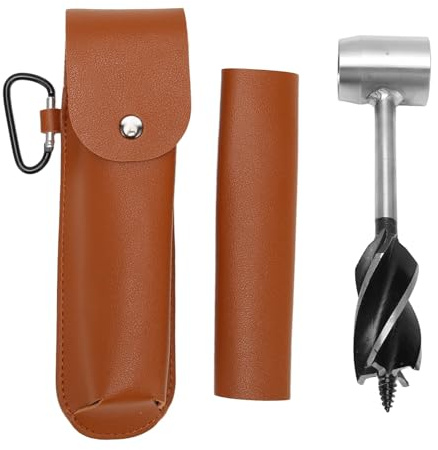 DANAIXZ Trivella Bushcraft Trivella manuale multiuso in acciaio al carbonio ad alta durezza con in pelle PU per campeggio Avventura Strumento di sopravvivenza all'aperto per perfo