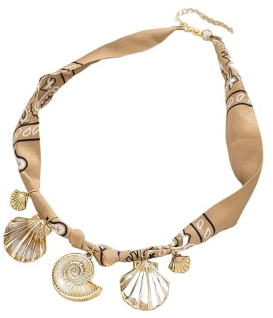 Bohemisk snäcka snäckskal halsduk halsband för kvinnor kust semester choker retro etnisk nyckelbenskedja