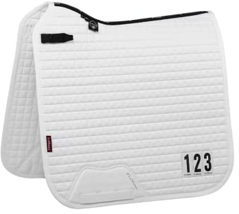 LeMieux Dressage Cotton Competition Square Saddle Pad - Saddle Pads for Horses - Equestrian Riding Equipment and Accessories (White - Large)