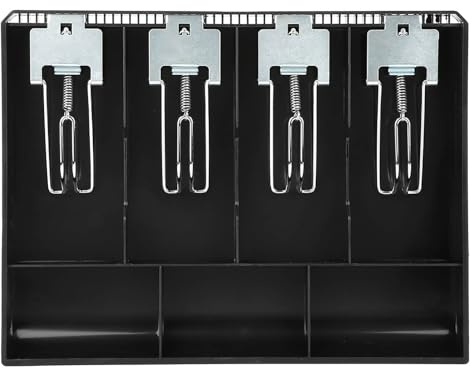 Registratore di Cassa Cassetto Porta Contanti Cassa di 13 Pollici Cassa di Ricambio per Vassoio inserto Clip in Met 4 Fatture / 3 Monete per Scatola di Immagazzinamento Denaro in Contanti[Nero]