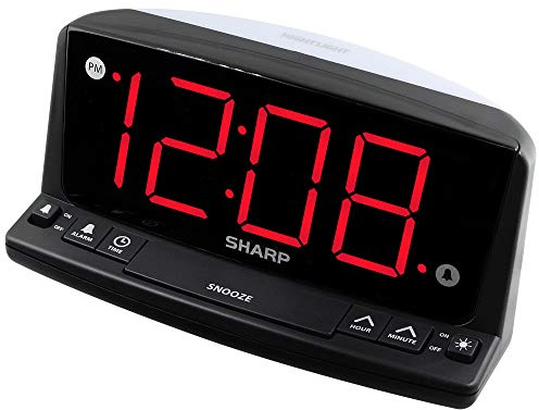 Sharp LED Digital Alarm Clock – Simple Operation - Easy to See Large Numbers, Built in Night Light, Loud Beep Alarm with Snooze, Bright Big Red Digit Display