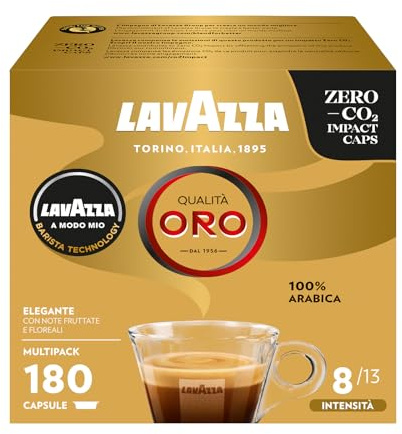 Lavazza, Espresso A Modo Mio Qualità Oro Sinfonia Perfetta, 180 Capsule Caffè, con Note di Fiori e Frutta, 100% Arabica, Intensità 8, Tostatura Media, 5 Confezioni da 36 Capsule