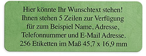 Adress-Aufkleber | PERSONALISIERT | 256 Stück | kleine Etiketten mit Wunsch-Text - Vintage Look Grün | für Namen und Adressen