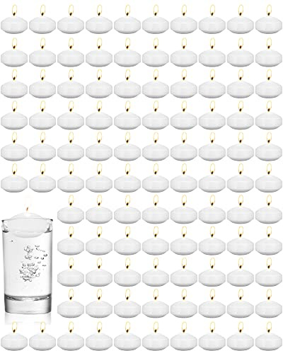 Treela 80 Pcs 1.73 Inch Unscented Floating Candles, Dripless Tealight Candles Home Decorations, Cute and Elegant Burning Candles for Wedding Vases Centerpieces Party Accessories (White)
