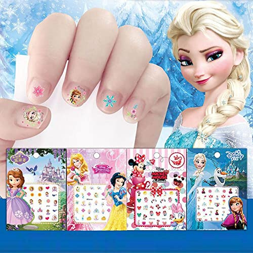 Fans Nail Art Stickers(7 Sheets 500+Designs), Unicorn Frozen Princess Sticker False Nail Manicure Decals Toe Wraps for Fans Birthday Xmas New Year Nail Tip Decoration
