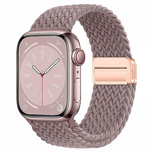 Nylon sport loop klockarmband kompatibla med Apple Watch Band Ultra 49 mm 45 mm 44 mm 42 mm 41 mm 40 mm 38 mm, mjukt flätat vävt magnetiskt låsrem för iWatch serie 8/7/6/5/4/3/2/1/SE, kvinnor män,