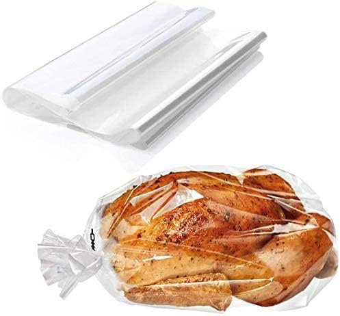 SOKIDS Roasting Bags for Oven | 48 Pack | Clear, Plastic, Disposable, Leak Resistant, Drawstring Closure, L Size, 25cm x 38cm, Oven & Microwave Safe, BPA-Free, Multi-Purpose Food Storage Bags