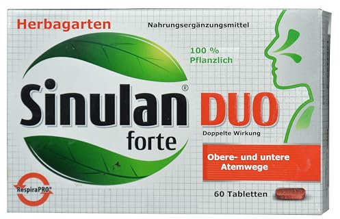 Für obere, untere Atemwege, 60 Tabletten, erkältung, Nebenhöhlen frei machen, schleimlöser Bronchien, Sinulan duo forte