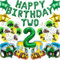 Grüne Traktor Luftballon 2. Geburtstag Deko - 45 Stück Bagger Thema Kindergeburtstag Dekoration Set Happy Birthday Folienballons Traktor Geburtstag Deko für 2 Jahre Jungen