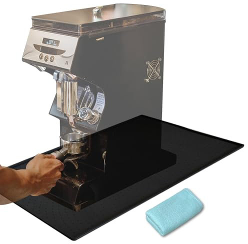 Tapis Cafetiere, 47.5x29.7cm Tapis Egouttoir Vaisselle, Tapis Antidérapant pour Bar à Café, Tapis en Silicone Sous la Machine à Café avec Tissu pour Café Comptoir Machine Cuisine
