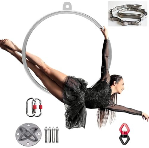 Juego de aro aéreo, aro aéreo profesional, equipo de aro aéreo de un solo punto de acero inoxidable, aro aéreo de fitness de circo, aro de yoga aéreo para el hogar, gimnasio, clubes,90cm-3.2cm