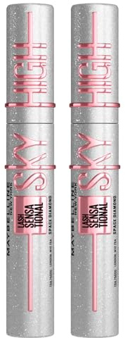 Maybelline New York Sky High Lash Sensational Mascara mit Glitzereffekt, flexible Bürste, klumpelos, verlängert und volumisierend - Space Diamond, 2 Mascaras