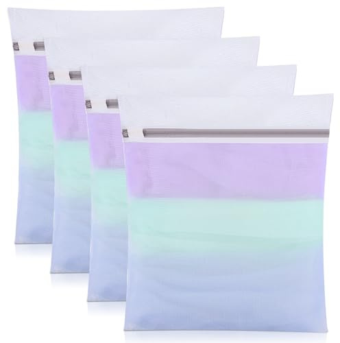 Dntorx Lot de 4 filets à linge pour machine à laver - 30 x 40 cm - Sac à linge avec fermeture éclair - Pour chemises, sous-vêtements, vêtements de bébé