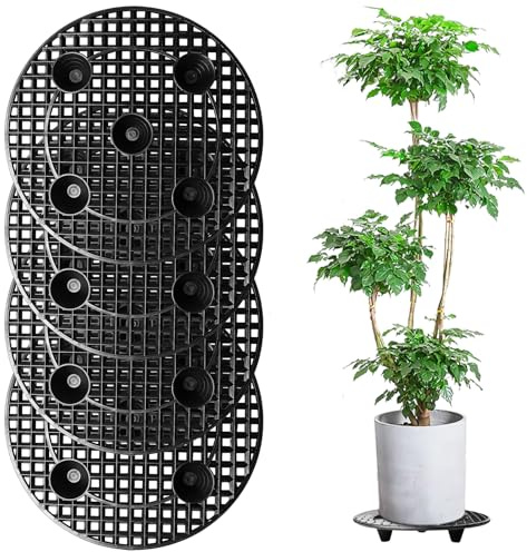 Sottopentola per piante in vaso, 4 pezzi da 30 cm, griglia rotonda per vasi per fiori, in plastica, per balconi e esterni