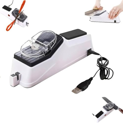 Katsuisharp Pro Afilador de Cuchillos Eléctrico, Afilador Universal para Cuchillos y Tijeras, 5 Segundos Afilado Rápido con USB, Operación con Un Botón, Seguro y Portátil, Incluye 1 Rueda de Afilar