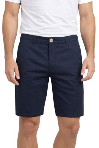Xact Pantaloncini Uomo Chino Bermuda Cotone Stretch Regolare Pantaloni Corti Estivi Casual Golf Eleganti Tasche Zip Twill Leggeri Vacanza Lavoro (Navy) 36